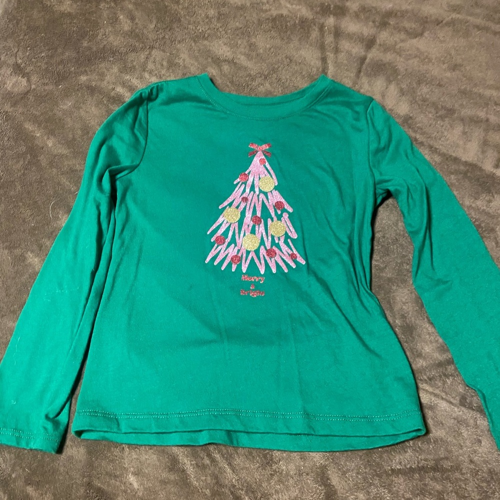 Green Kids Christmas Tree Shirt long sleeve size 6